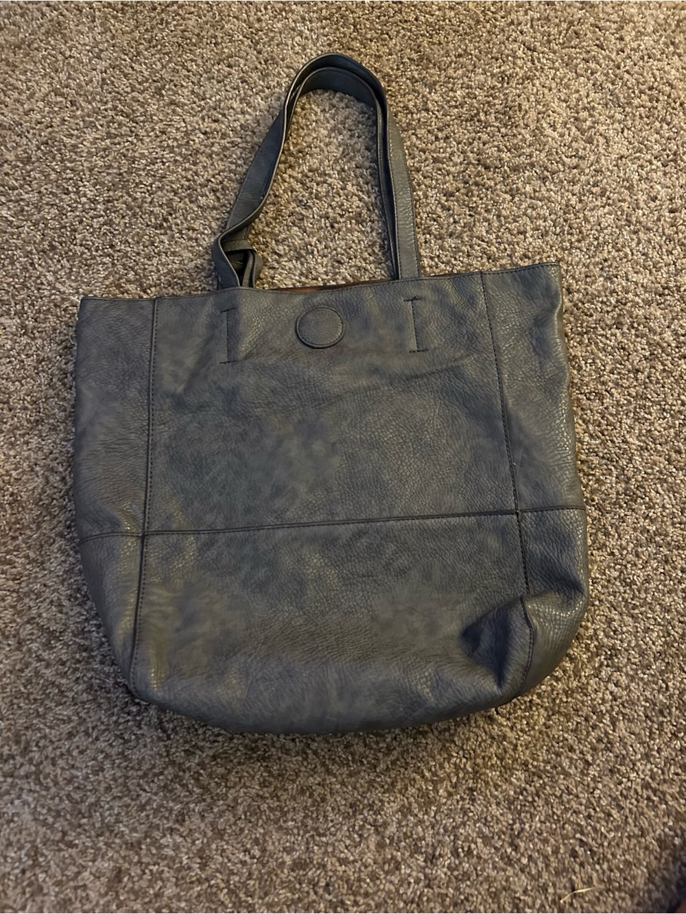 Leather Tote Bag - grey